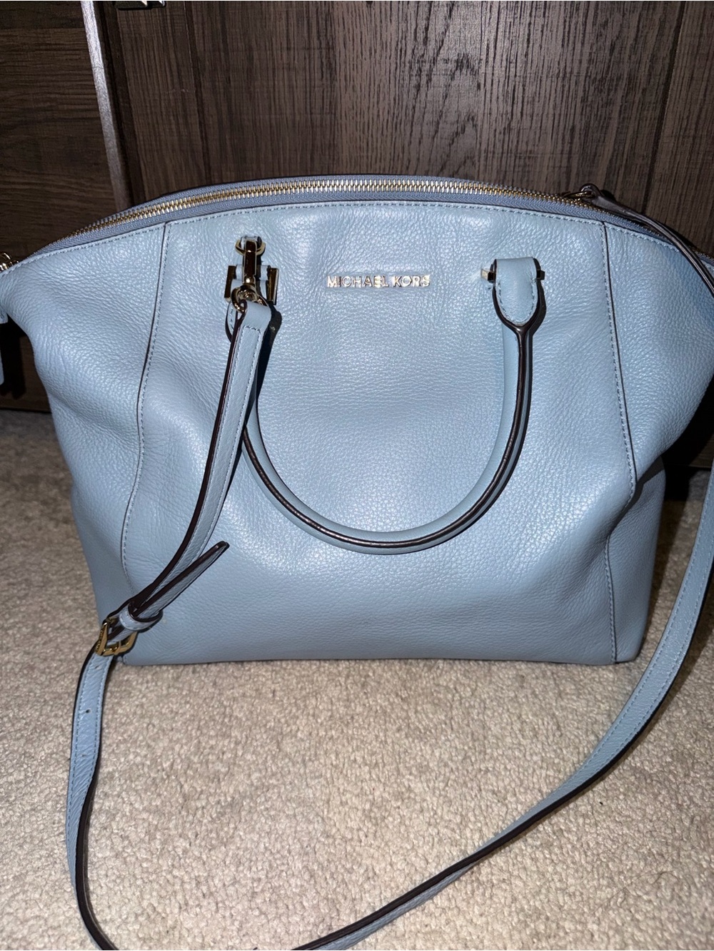 Michael Kors Powder Blue Leather Dome Satchel